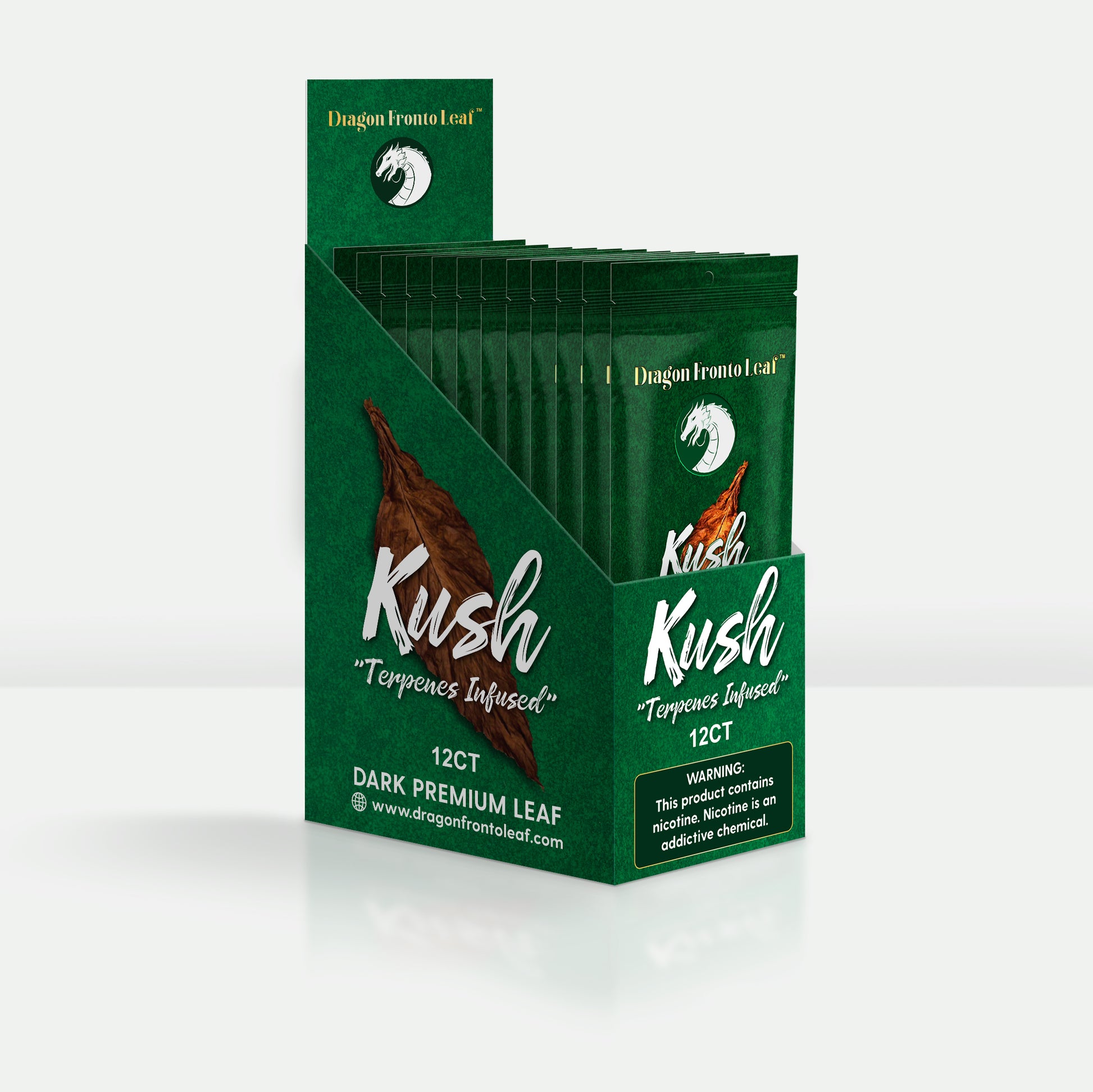 Kush Dragon Fronto Leaf Dark Premium Tobacco Leaf Opened Box