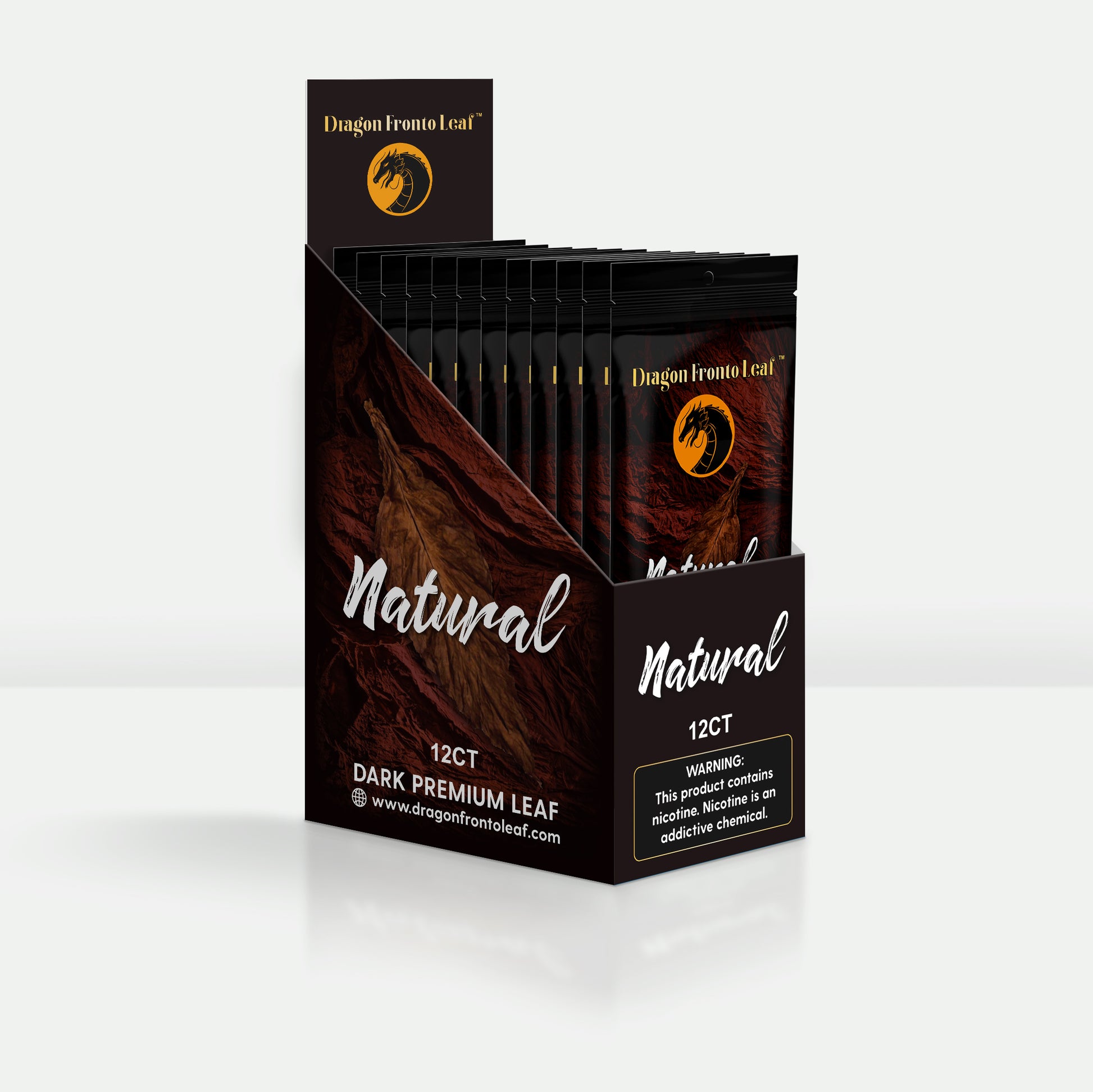 Natural Dragon Fronto Leaf Dark Premium Tobacco Leaf Opened Box