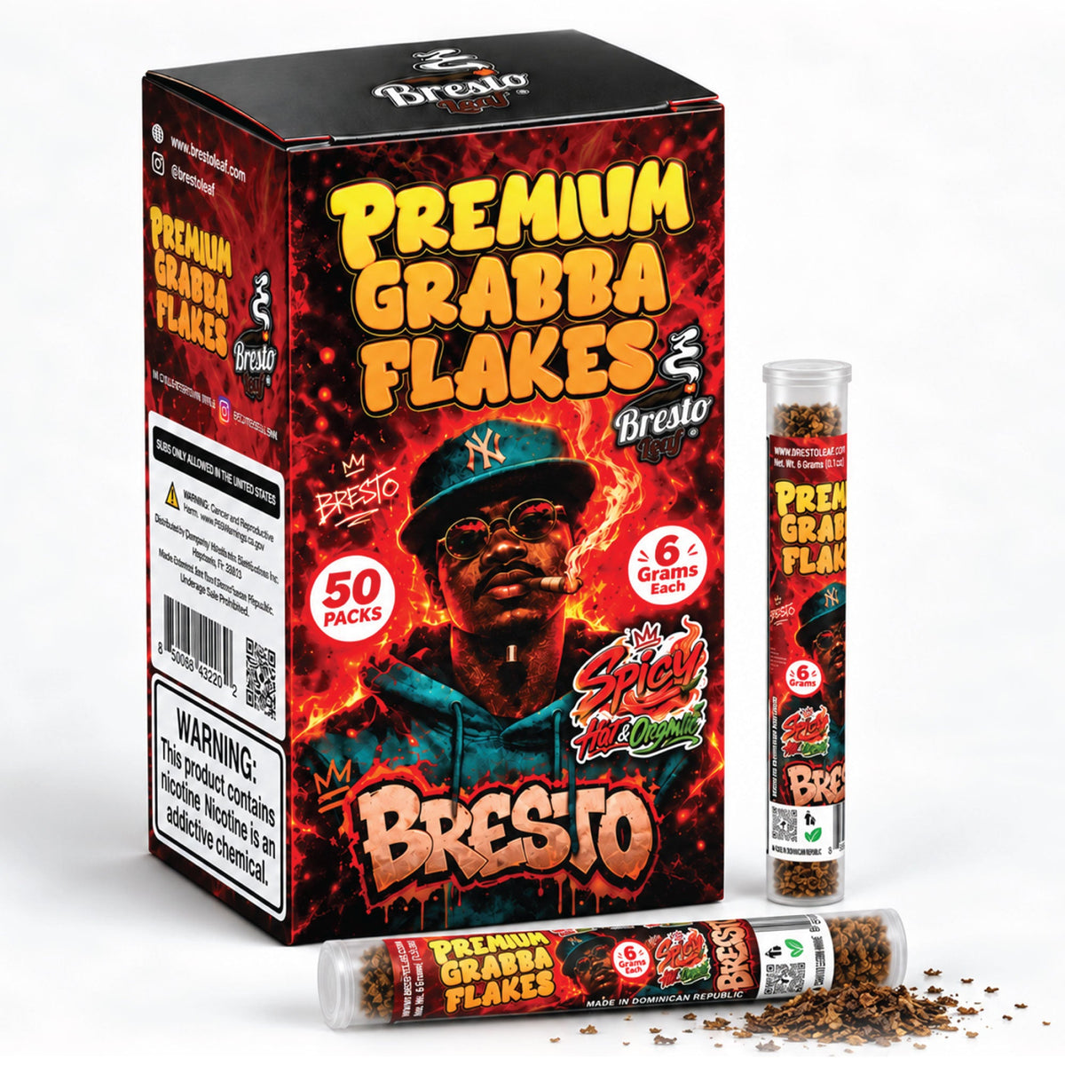 Premium Spicy Hot Organic Grabba Flakes Bresto Leaf®