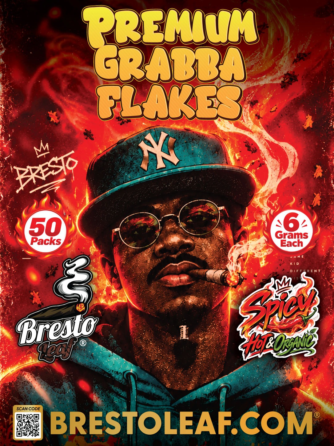 Premium Spicy Hot Organic Grabba Flakes Bresto Leaf®